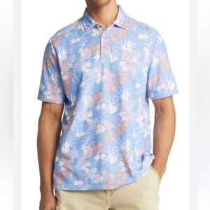 Tommy Bahama XXL Montecito Frond Supima Cotton Polo Blue Pink